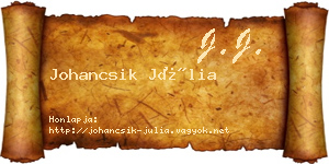 Johancsik Júlia névjegykártya